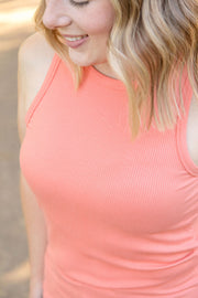 WAREHOUSE Tara Ribbed Tank - Coral