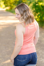 WAREHOUSE Tara Ribbed Tank - Coral
