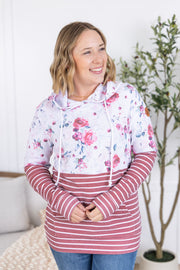 WAREHOUSE Hailey Pullover Hoodie - Pink Bloom and Stripes