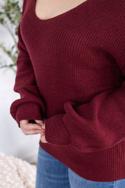 WAREHOUSE Bethany Bow Knit Sweater - Burgundy