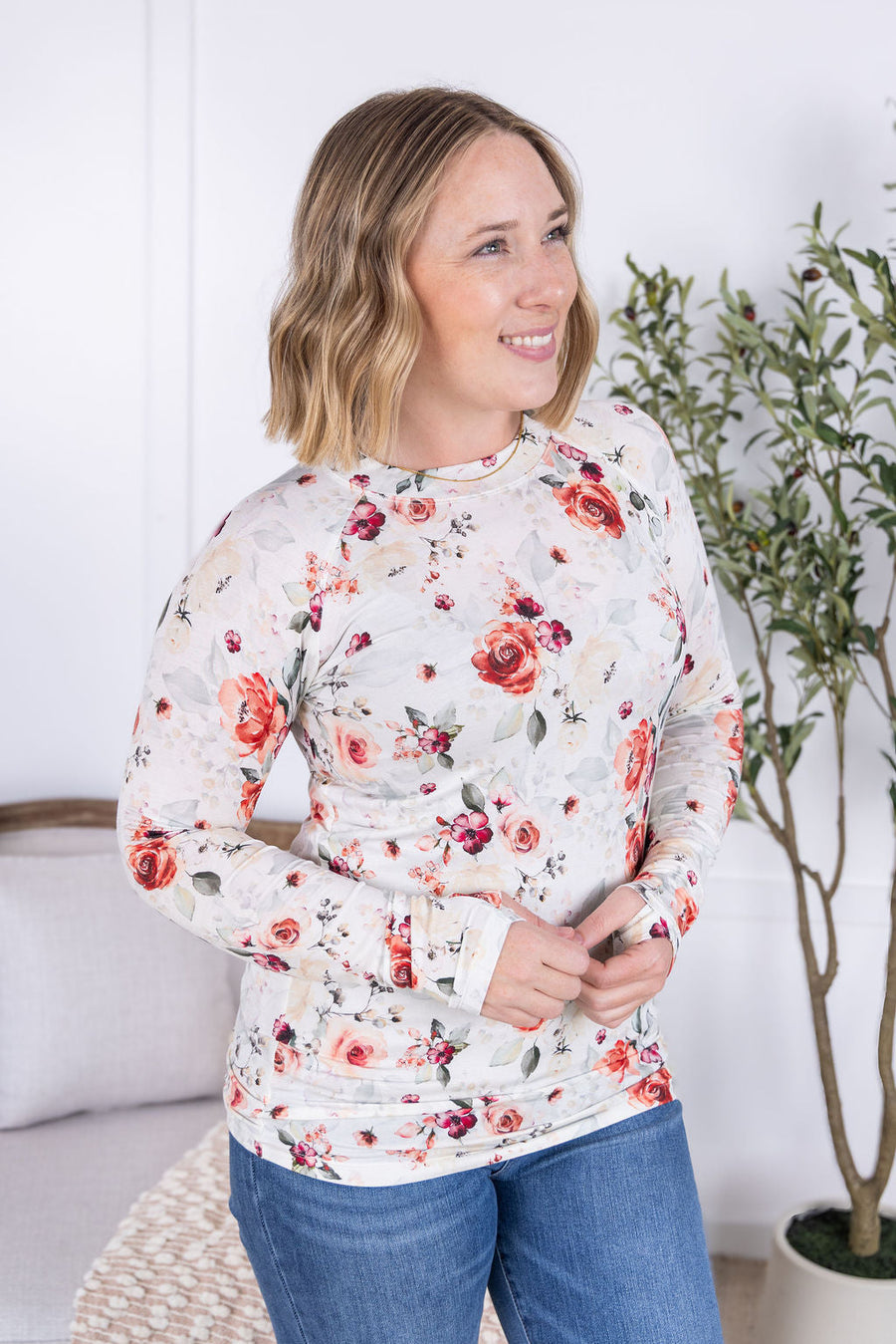 WAREHOUSE Blair Long Sleeve Top - Pink Bloom