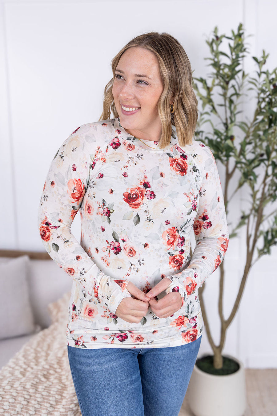 WAREHOUSE Blair Long Sleeve Top - Pink Bloom