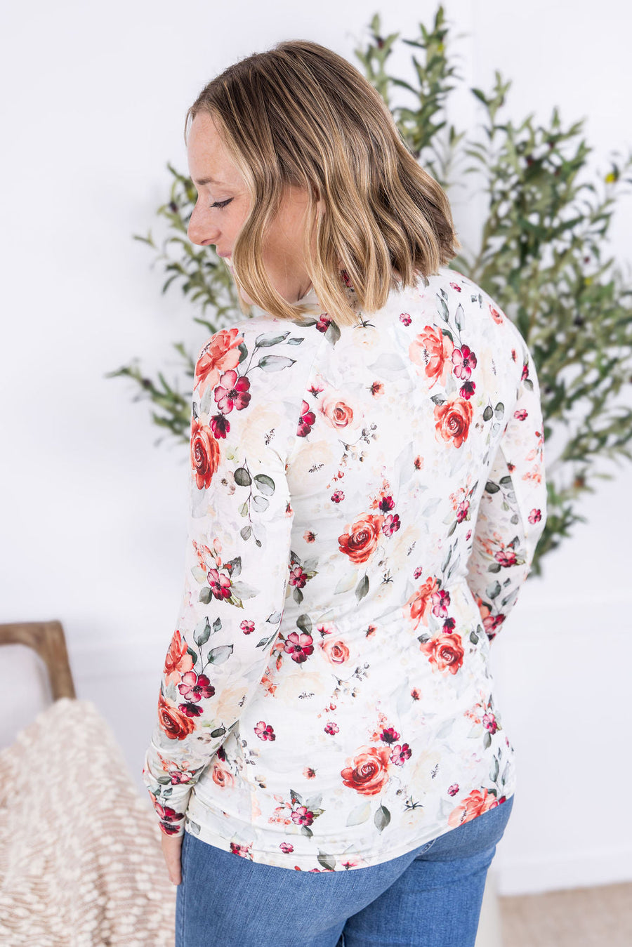 WAREHOUSE Blair Long Sleeve Top - Pink Bloom