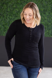 WAREHOUSE Georgia Long Sleeve Top - Black