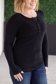 WAREHOUSE Georgia Long Sleeve Top - Black