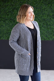 WAREHOUSE Brooks Button Sweater Cardigan - Grey
