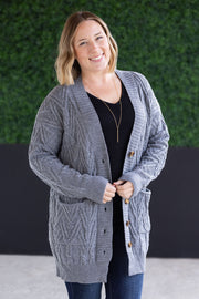 WAREHOUSE Brooks Button Sweater Cardigan - Grey