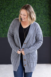 WAREHOUSE Brooks Button Sweater Cardigan - Grey