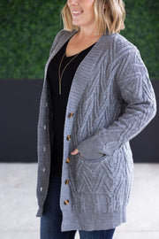 WAREHOUSE Brooks Button Sweater Cardigan - Grey
