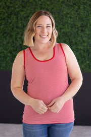 WAREHOUSE Micro Striped Tank - Red