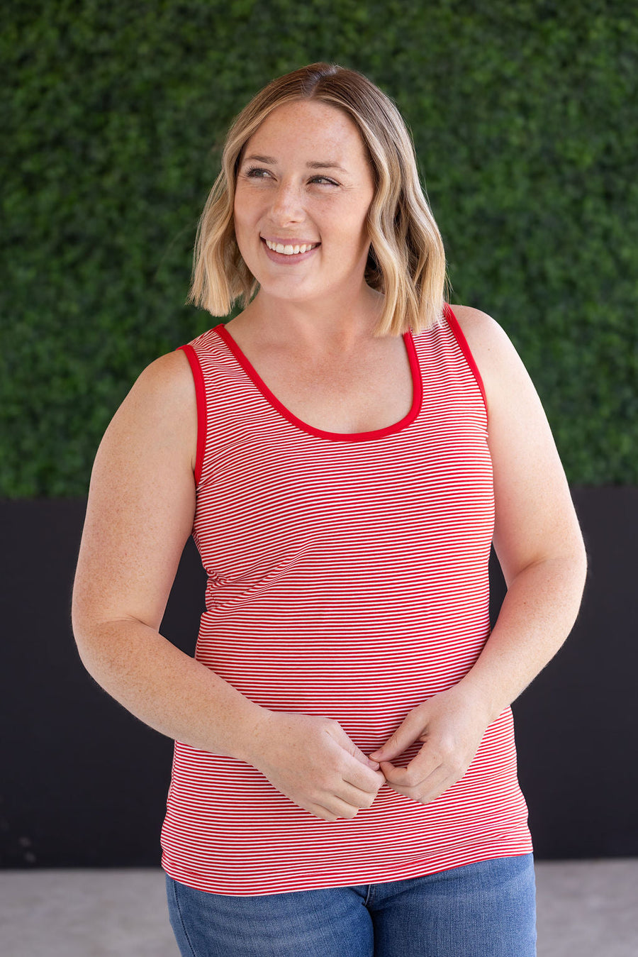 WAREHOUSE Micro Striped Tank - Red