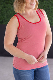 WAREHOUSE Micro Striped Tank - Red