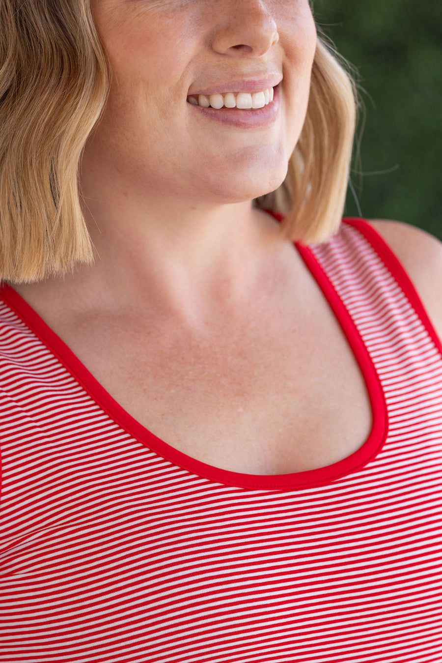 WAREHOUSE Micro Striped Tank - Red
