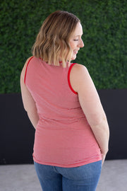 WAREHOUSE Micro Striped Tank - Red