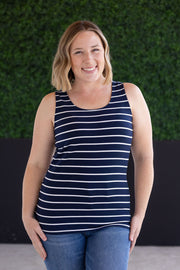 WAREHOUSE Tiffany Tank - Navy and White Stripes