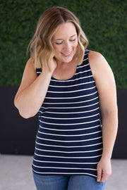 WAREHOUSE Tiffany Tank - Navy and White Stripes
