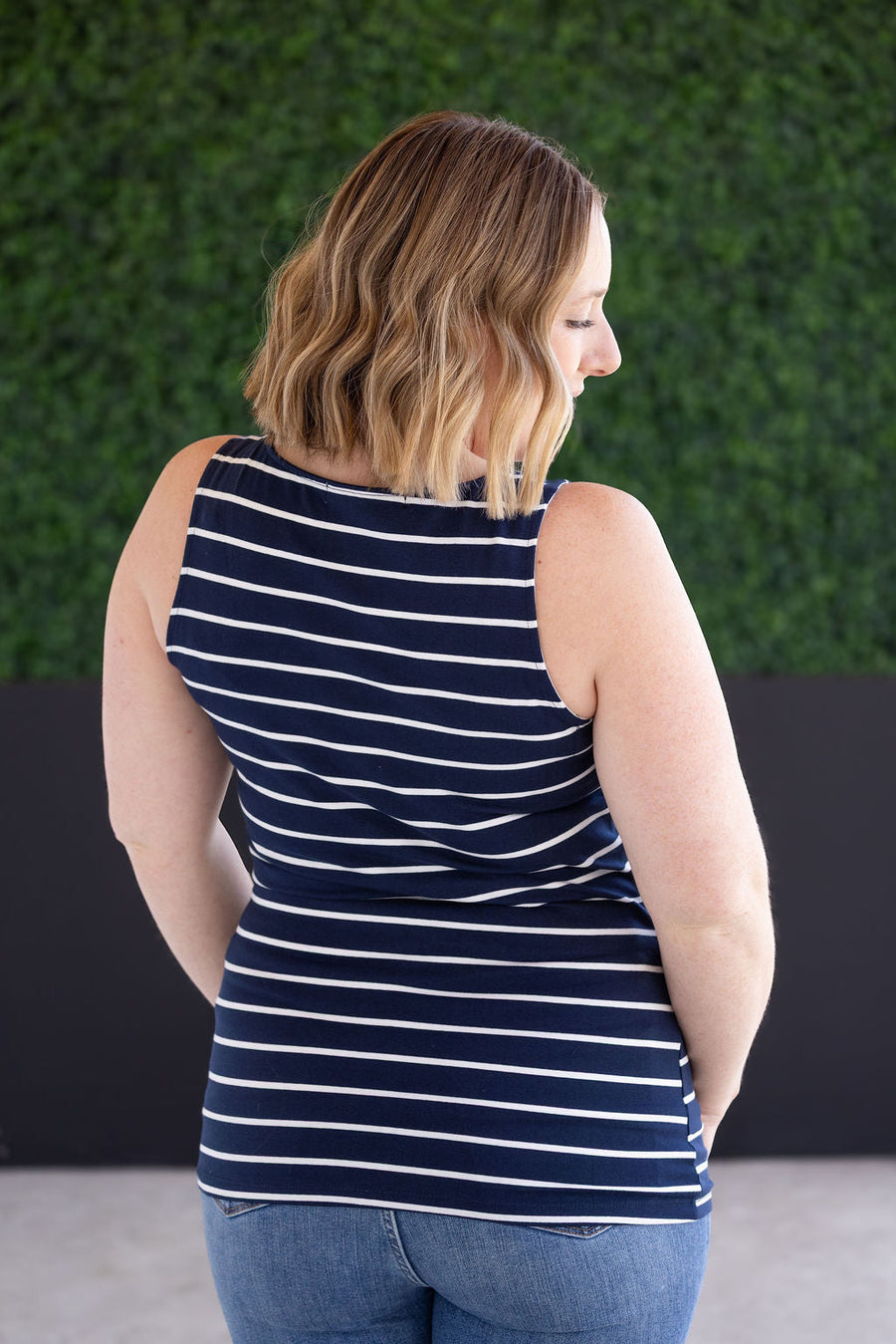 WAREHOUSE Tiffany Tank - Navy and White Stripes