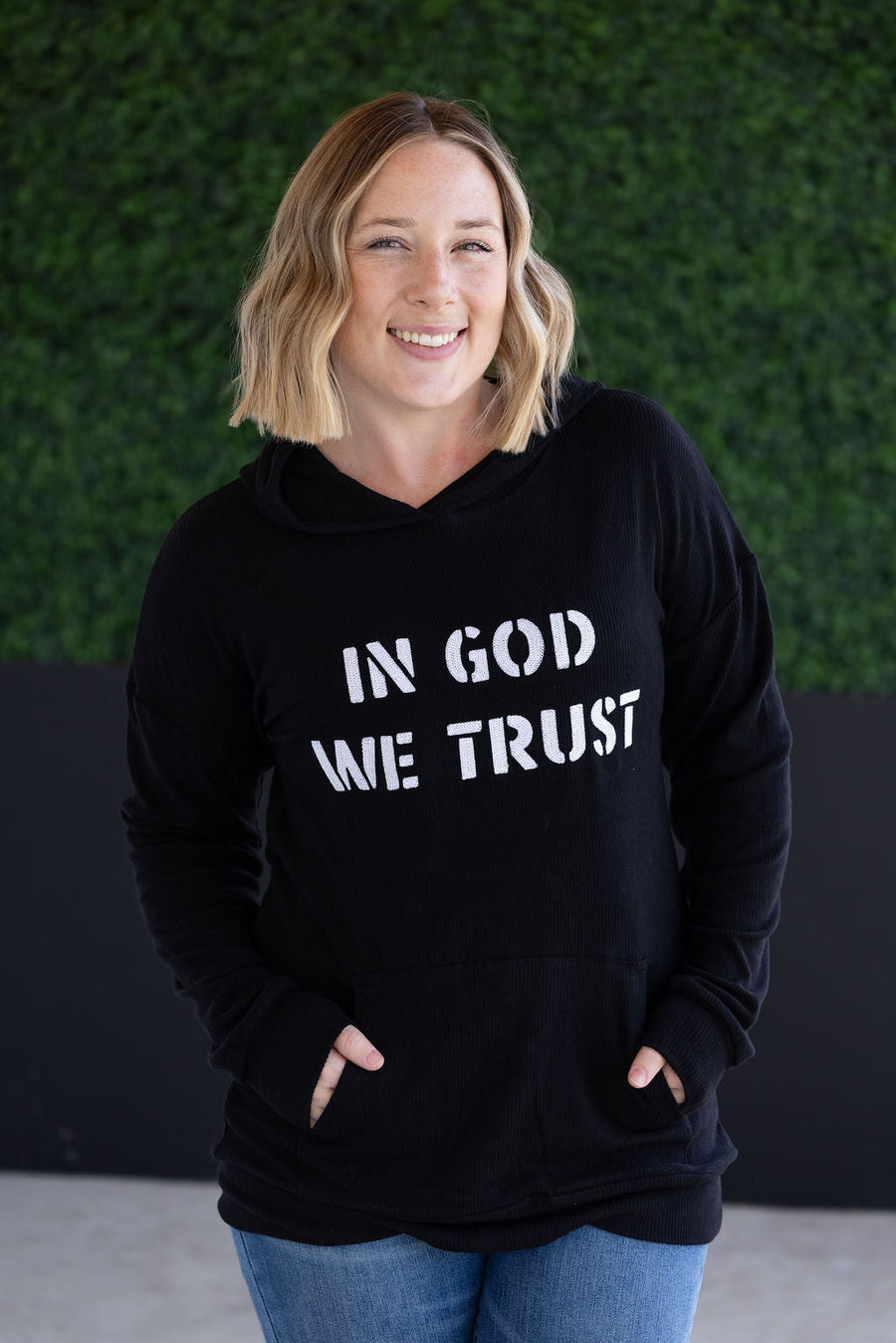 WAREHOUSE Corrine Embroidered Hoodie - In God We Trust