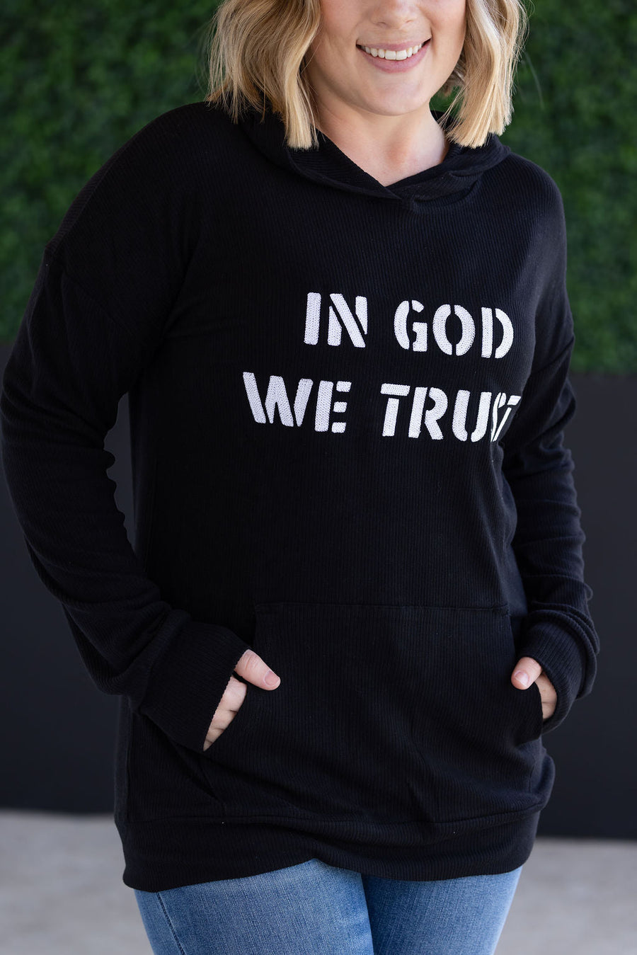 WAREHOUSE Corrine Embroidered Hoodie - In God We Trust