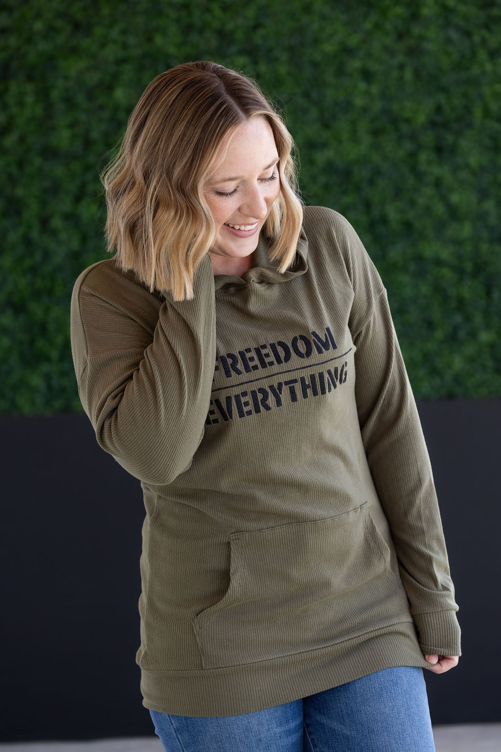 WAREHOUSE Corrine Embroidered Hoodie - Freedom Over Everything