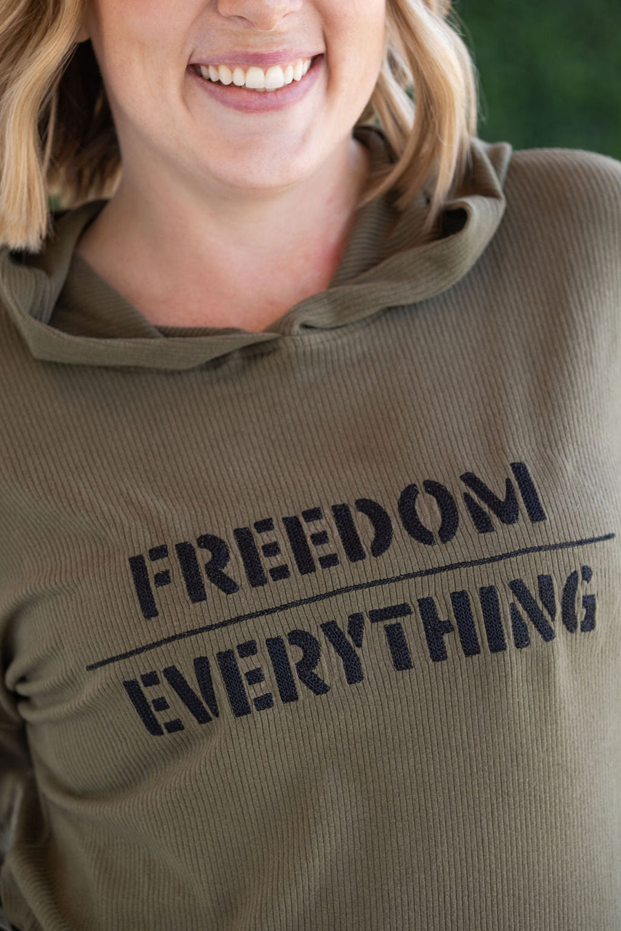 WAREHOUSE Corrine Embroidered Hoodie - Freedom Over Everything