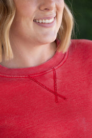 WAREHOUSE Vintage Wash Pocket Pullover - Red