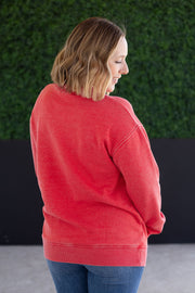 WAREHOUSE Vintage Wash Pocket Pullover - Red