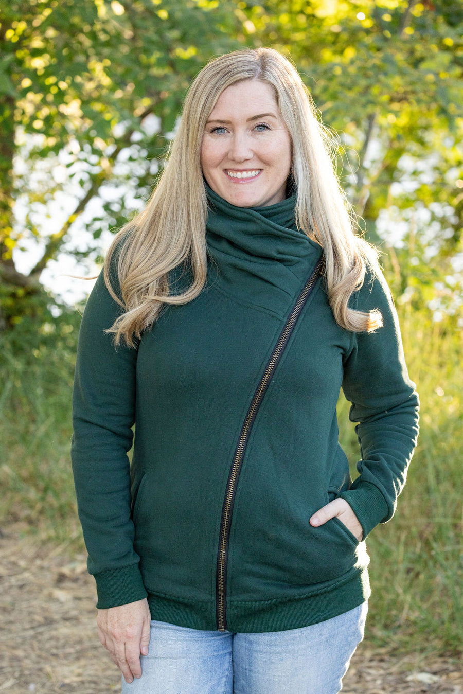 WAREHOUSE Quinn ZipUp Cowl - Evergreen