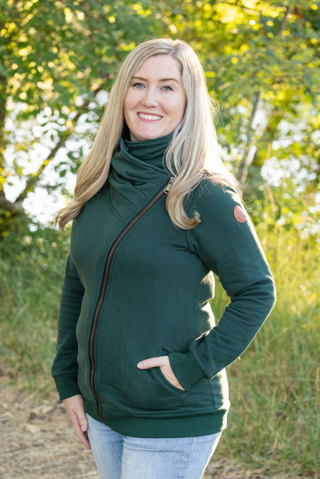 WAREHOUSE Quinn ZipUp Cowl - Evergreen