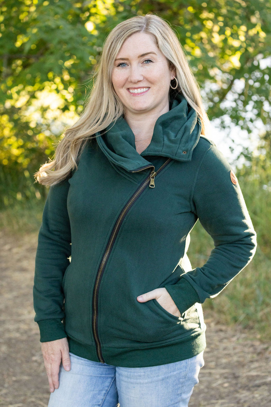 WAREHOUSE Quinn ZipUp Cowl - Evergreen