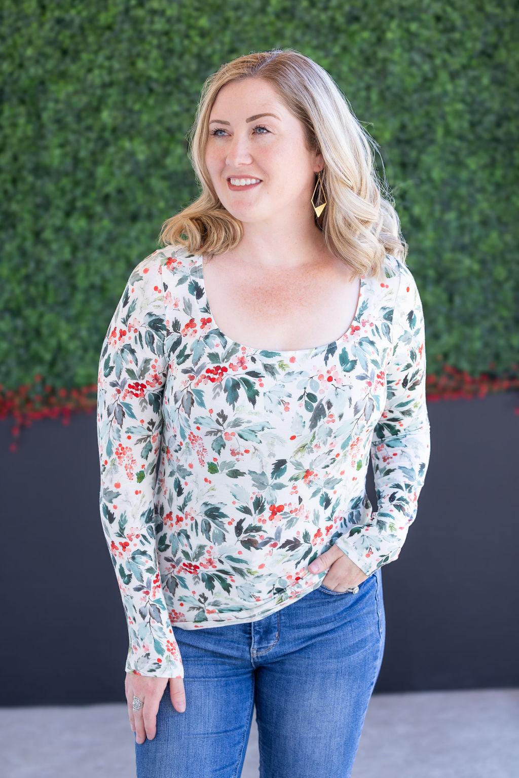 WAREHOUSE Alyssa Long Sleeve Top - Winter Berry