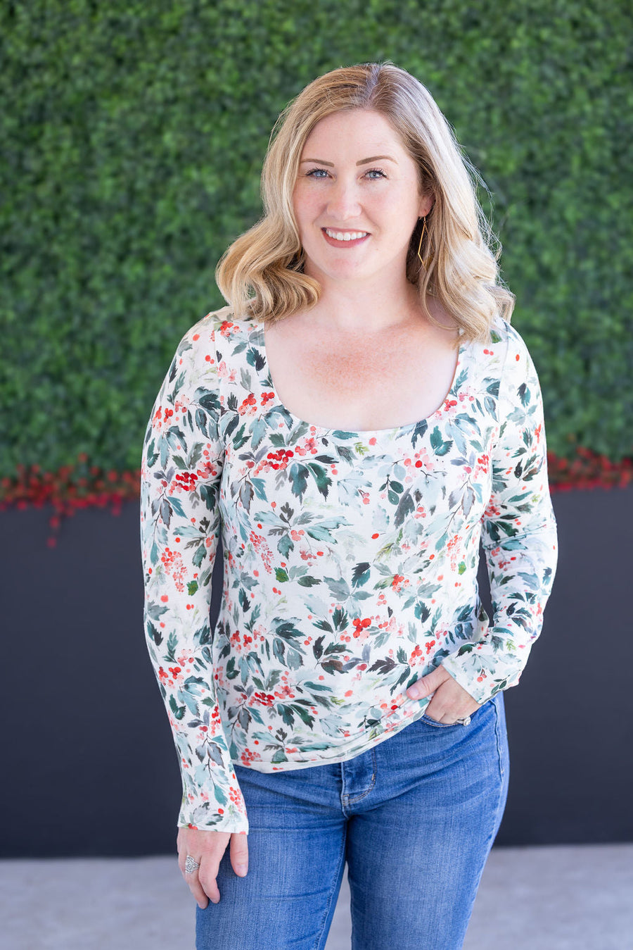 WAREHOUSE Alyssa Long Sleeve Top - Winter Berry