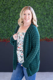WAREHOUSE Dalilah Dot Cardigan - Forest Green