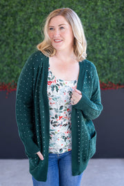 WAREHOUSE Dalilah Dot Cardigan - Forest Green