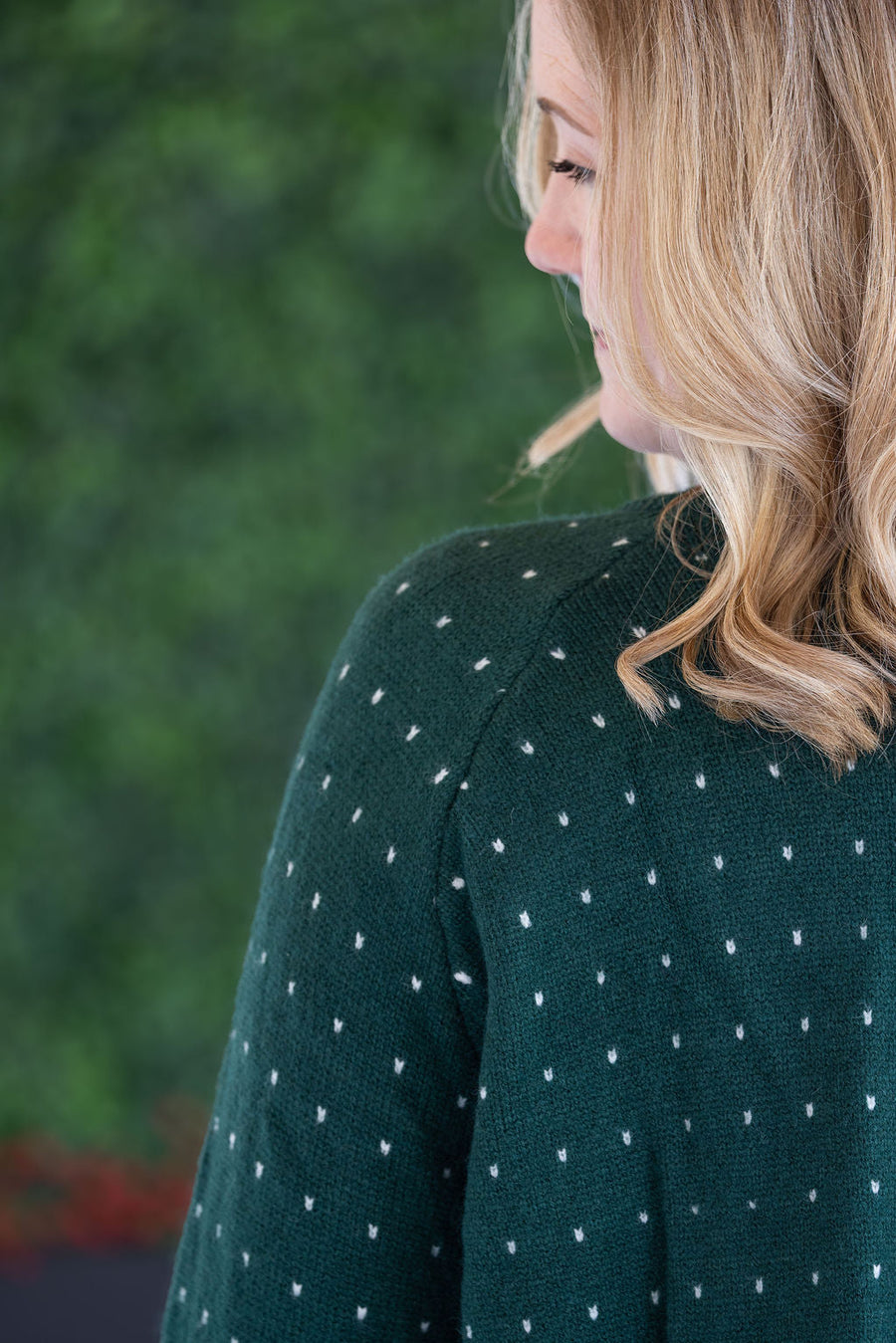 WAREHOUSE Dalilah Dot Cardigan - Forest Green