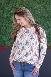 WAREHOUSE Blair Long Sleeve Top - Candy Cane Lane