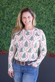 WAREHOUSE Blair Long Sleeve Top - Candy Cane Lane