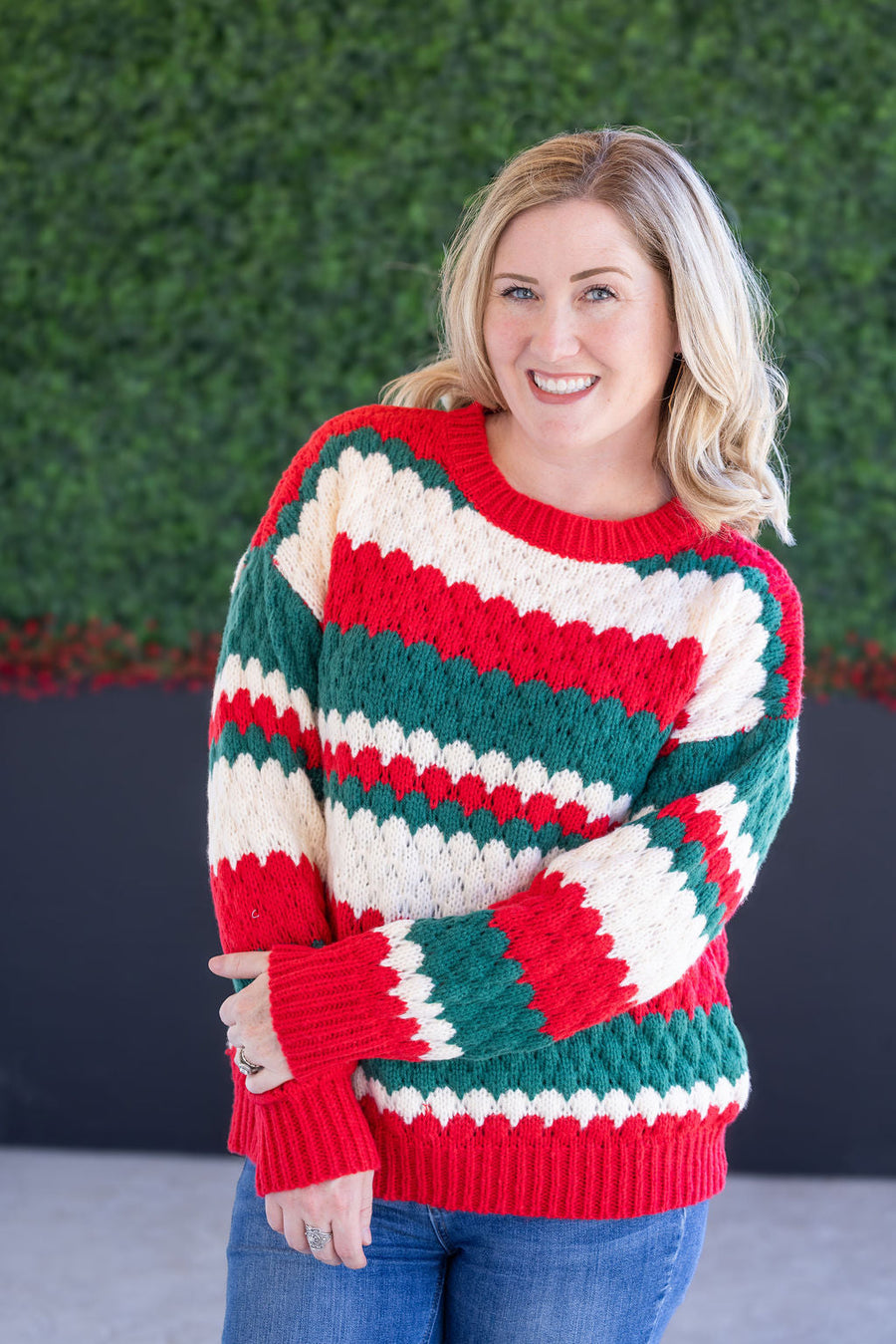 WAREHOUSE Christmas Stripes Sweater