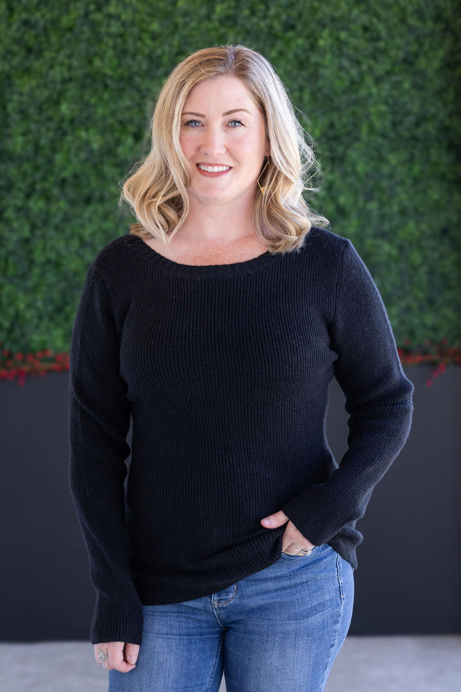 WAREHOUSE Bridget Back Bow Sweater - Black