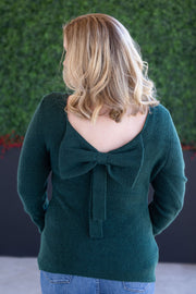 WAREHOUSE Bridget Back Bow Sweater - Hunter Green