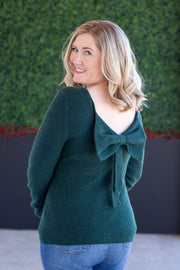 WAREHOUSE Bridget Back Bow Sweater - Hunter Green