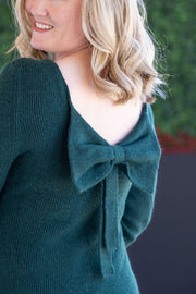 WAREHOUSE Bridget Back Bow Sweater - Hunter Green