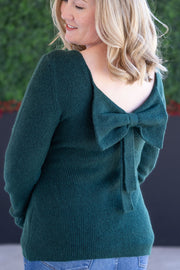 WAREHOUSE Bridget Back Bow Sweater - Hunter Green