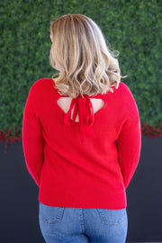 WAREHOUSE Bethany Bow Knit Sweater - Red
