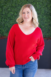 WAREHOUSE Bethany Bow Knit Sweater - Red
