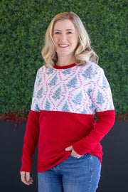 WAREHOUSE Natalie Pullover - Candy Cane Lane and Red