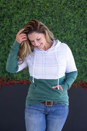 WAREHOUSE Hailey Pullover Hoodie - Mint and Red Plaid and Evergreen