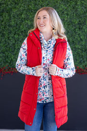WAREHOUSE Harlow Long Vest - Red