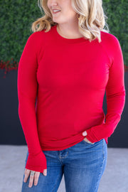 WAREHOUSE Blair Long Sleeve Top - Red