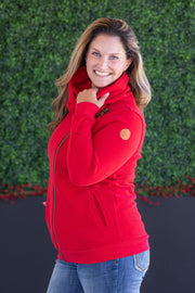 WAREHOUSE Quinn ZipUp Cowl - Red